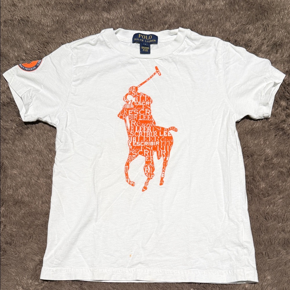 Polo by Ralph Lauren White Tee with Orange Logo